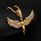 Fashion Zinc Alloy Paved Rhinestone Phoenix Necklace for Women Inspirational Bird of Wonder Necklace Women Inspitual Jewelry