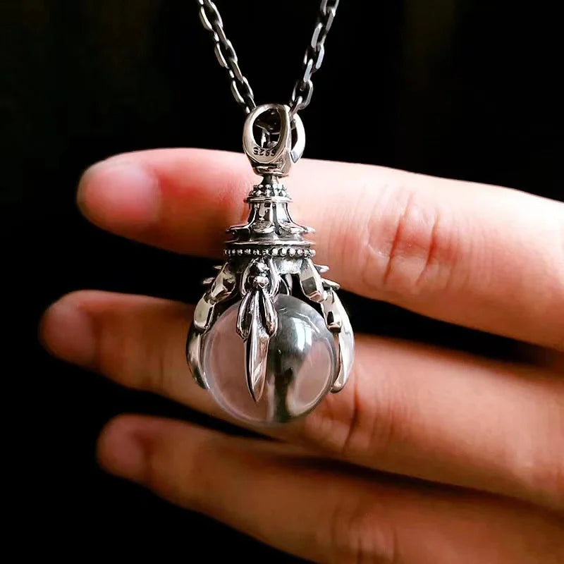 Iced Out Dragon Claw 925 Silver Pendant Necklace