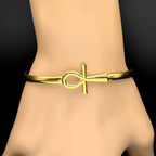Ancient Egyptian Ankh Cross Key of Life Symbol Open Cuff Bangle for Women Men Stainless Steel Egypt Adjustable Bracelet Jewelry