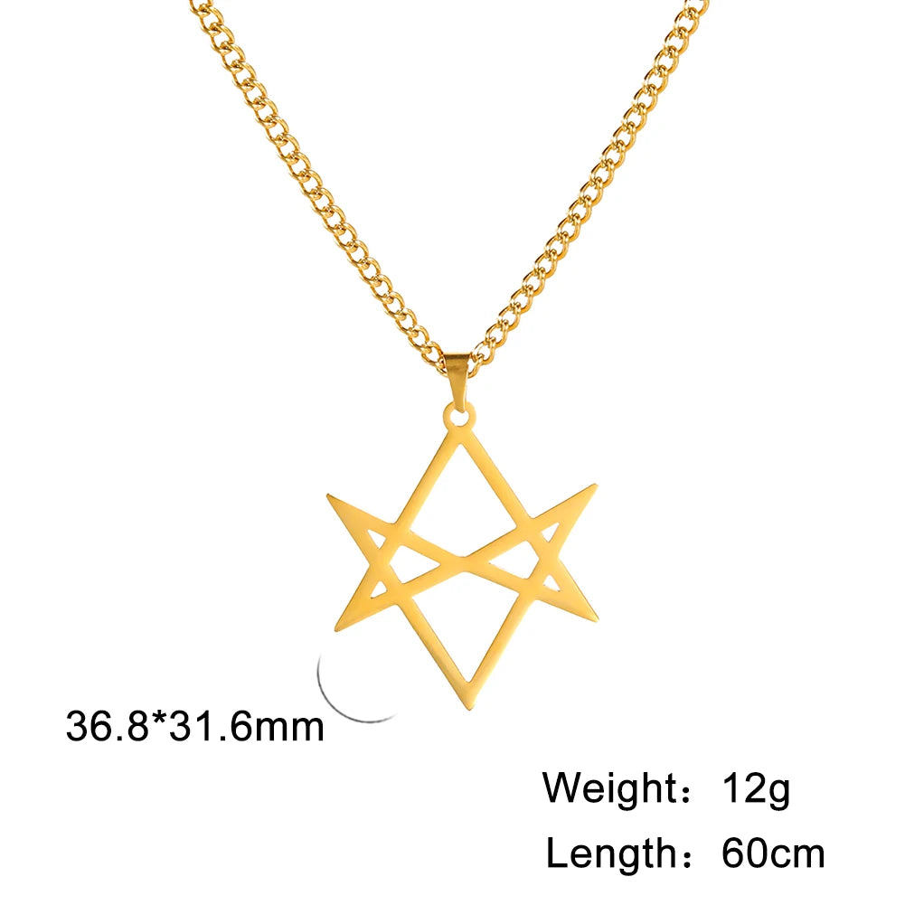 Thelema Unicursal Hexagram Pendant Necklace — Stainless Steel