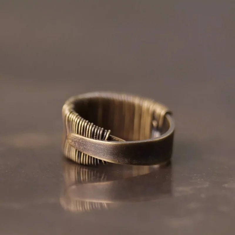 Brass Copper Wire Winding Process Retro Vintage Ring for Men's&Women's Punk Trend fashion Exquisite Non Fading