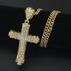Rhinestone Christian Cross Pendant — Silver