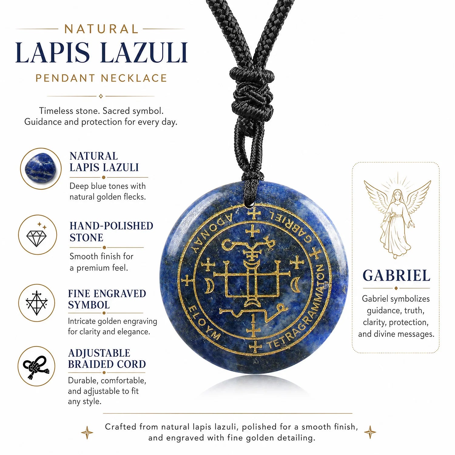 Iced Out Archangel Gabriel Pendant Necklace 30mm