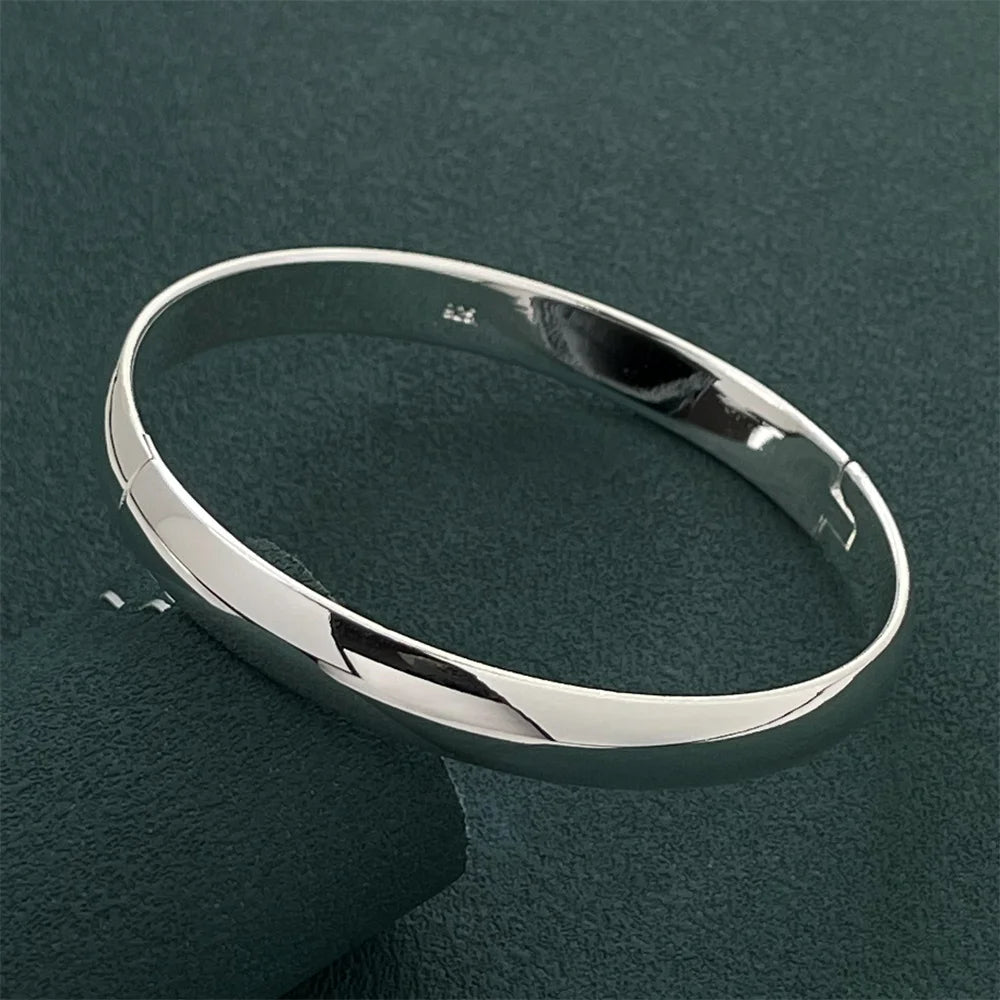 Fashion 925 Sterling Silver Woman Cuff Bracelet Open Leaf Shaped Adjustable Charm Bangle Girls Party Jewelry Christmas Gifts