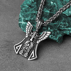Viking Odin Face Pendant Nordic Odin Rune Charm Creative Stainless Steel Pendant Necklace Locomotive Men's Jewelry Gift