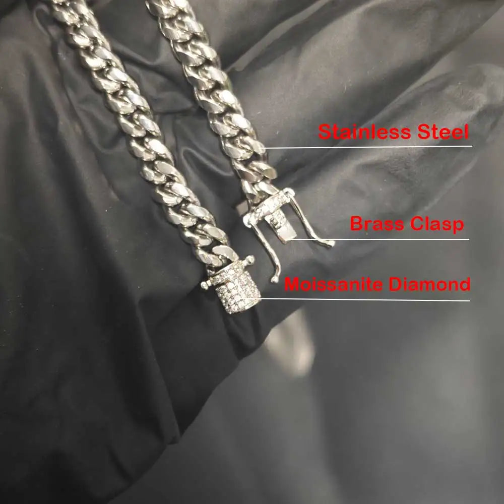 Gold Cuban Necklace Moissanite Clasp VVS