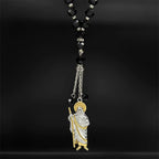 San Judas Tadeo Car Pendant Stainless Steel Gold Silver Color Saint Jude Thaddeus Glass Prayer Beads Chain Amulet Jewelry Gift