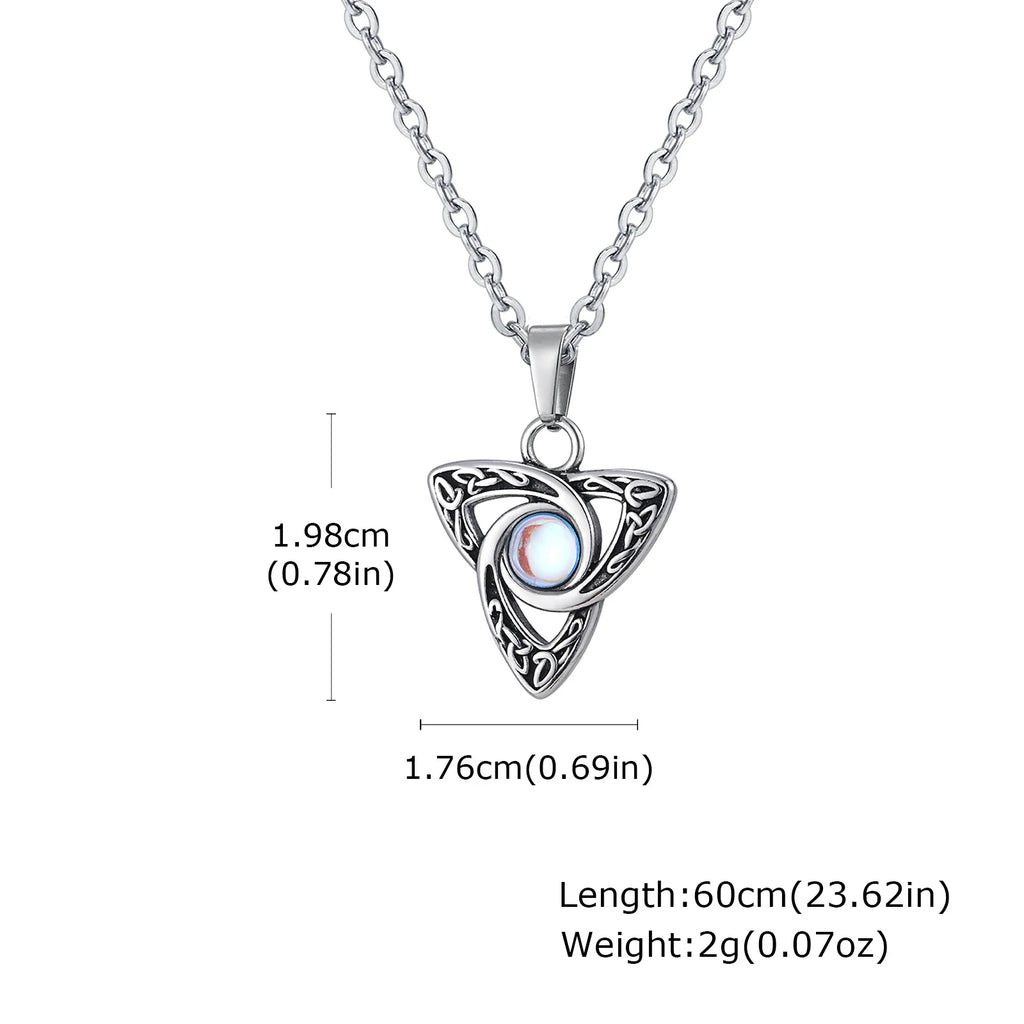 Moonstone Celtic Knot Pendant — Stainless