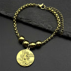 Archangel Michael Hand Chain Bracelet — Stainless Steel