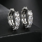 Gold Iced Out Huggie Hoop Earrings Zircon