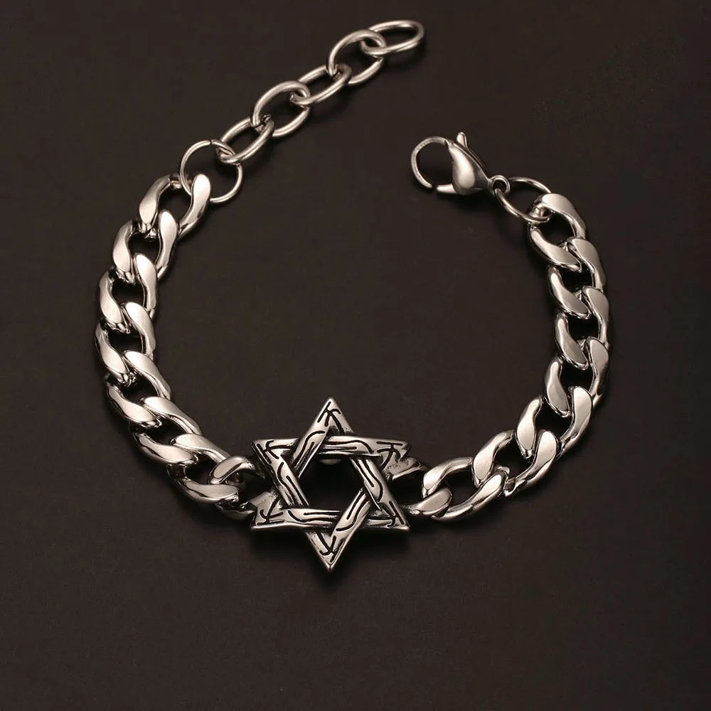 Medieval Norse Viking Rune Wolf Bracelet Man Stainless Steel Valknut Witch Knot Compass Bracelet for Men Scandinavian
