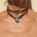 Star Cross Leather Pendant Necklace