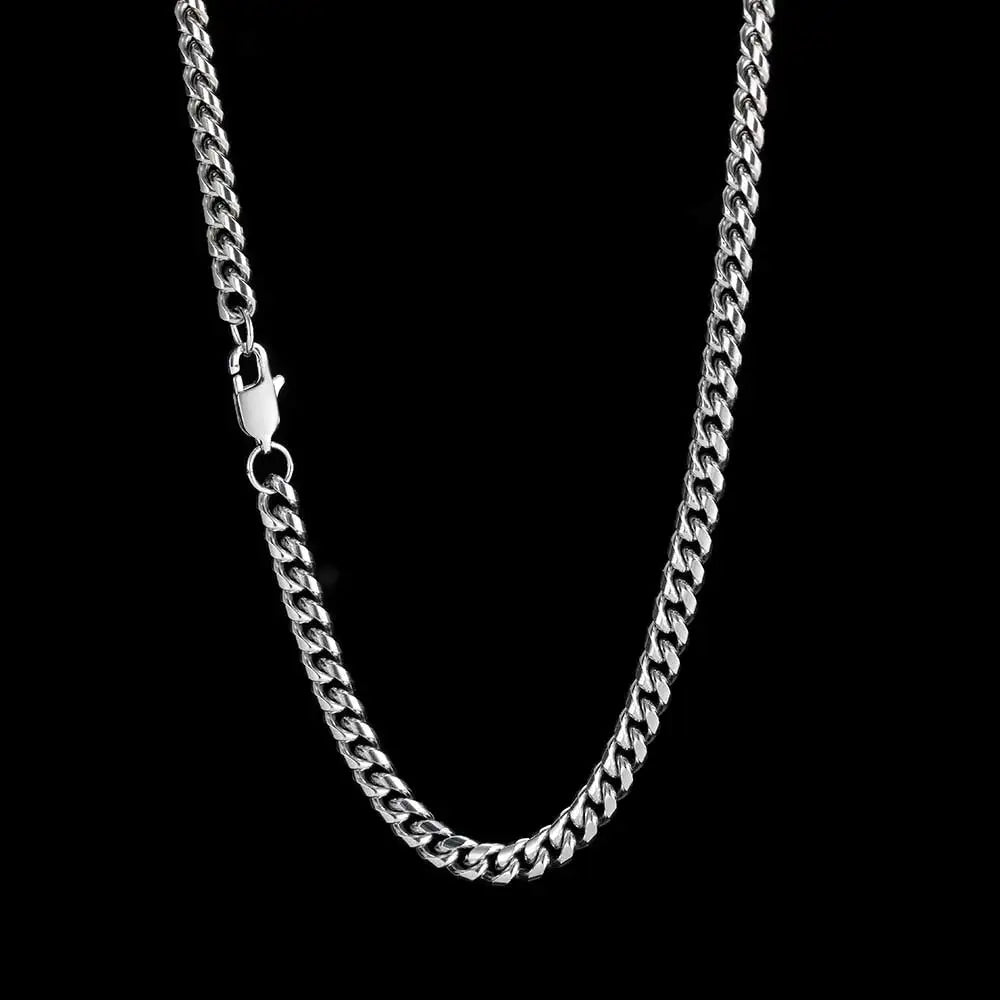 Gold Stainless Steel Cuban Chain Necklace 4-8MM