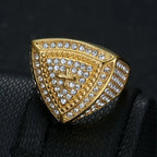 All Bling 5A Zircon Triangular Stainless Steel Rings for Men Cool Trendy Filled Titanium HIPHOP Finger Bands