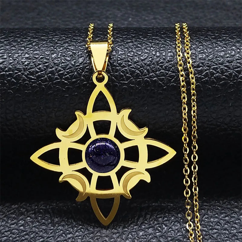 Viking Steel Pendant Celtic Knot Crescent Moon