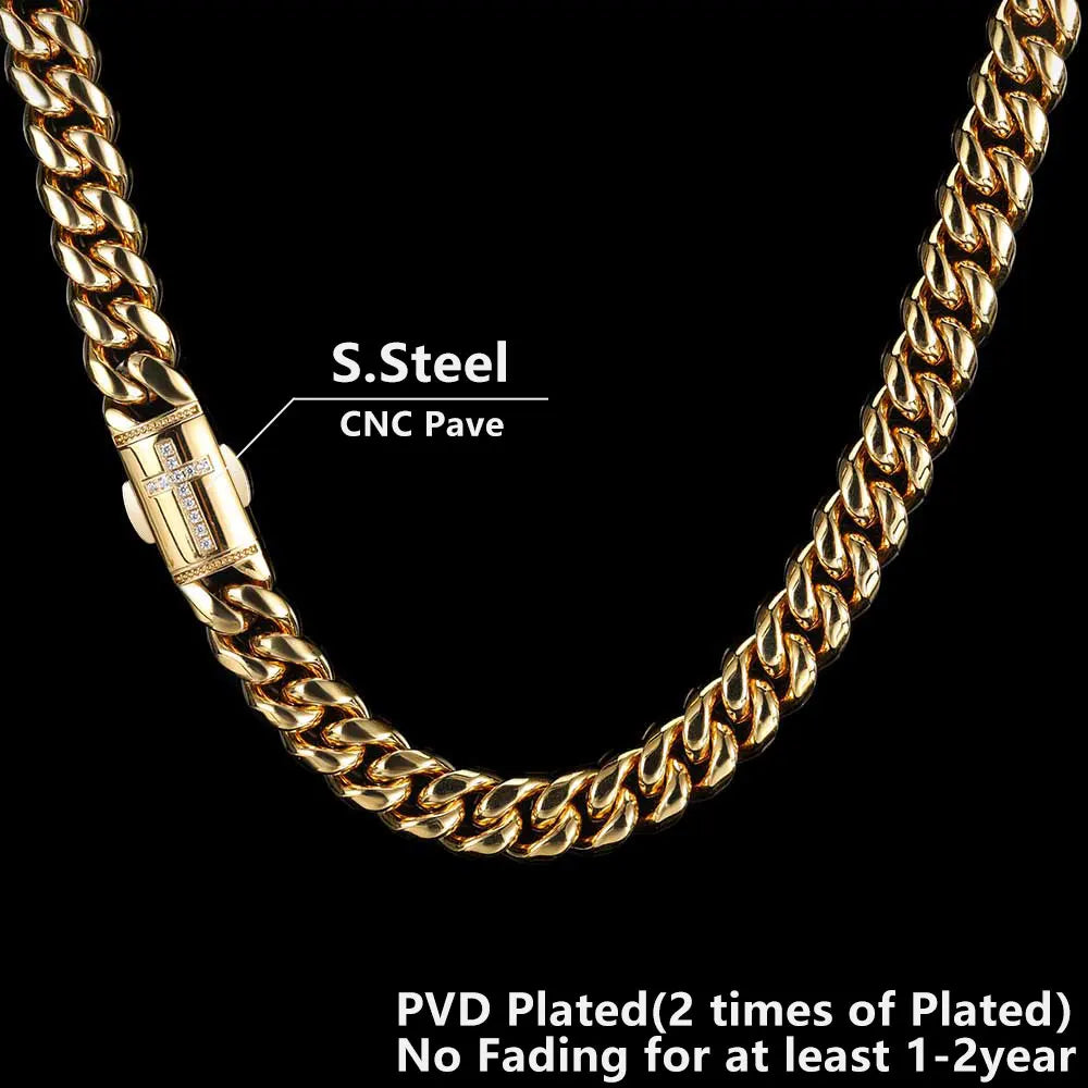 Stainless Steel Cuban Chain Necklace Miami 12MM