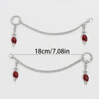 2Pcs Gothic Red Rose Sword Boots Chain Silver Metal Removable Shoe Chain Punk Boots Decorative Accessories Decoration