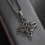 Stainless Steel Irish Celtic Trinity Knot Necklace Witch Knot Pendant Men Women Protection Amulet Jewelry Gift