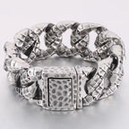 30mm Stainless Steel Dragon Heavy Curb Bracelet for Men Vintage Foundry Armor Tapping Pattern Cuban Male Bangle Jewelry