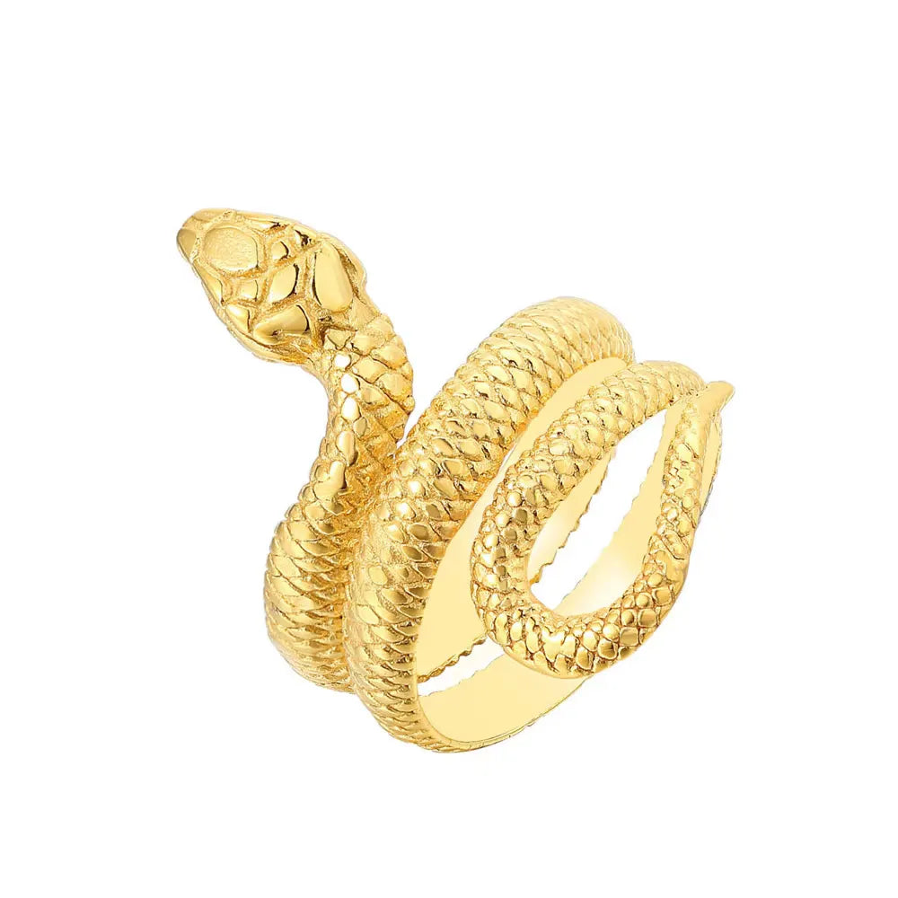 Vintage Coiled Snake Wrap Ring — Stainless Steel