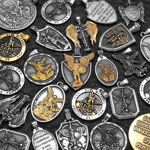 Arch Angel St.Michael Cross Wing Stainless Steel Men Necklaces Pendant Chain Amulet For Women Fashion Jewelry Gift