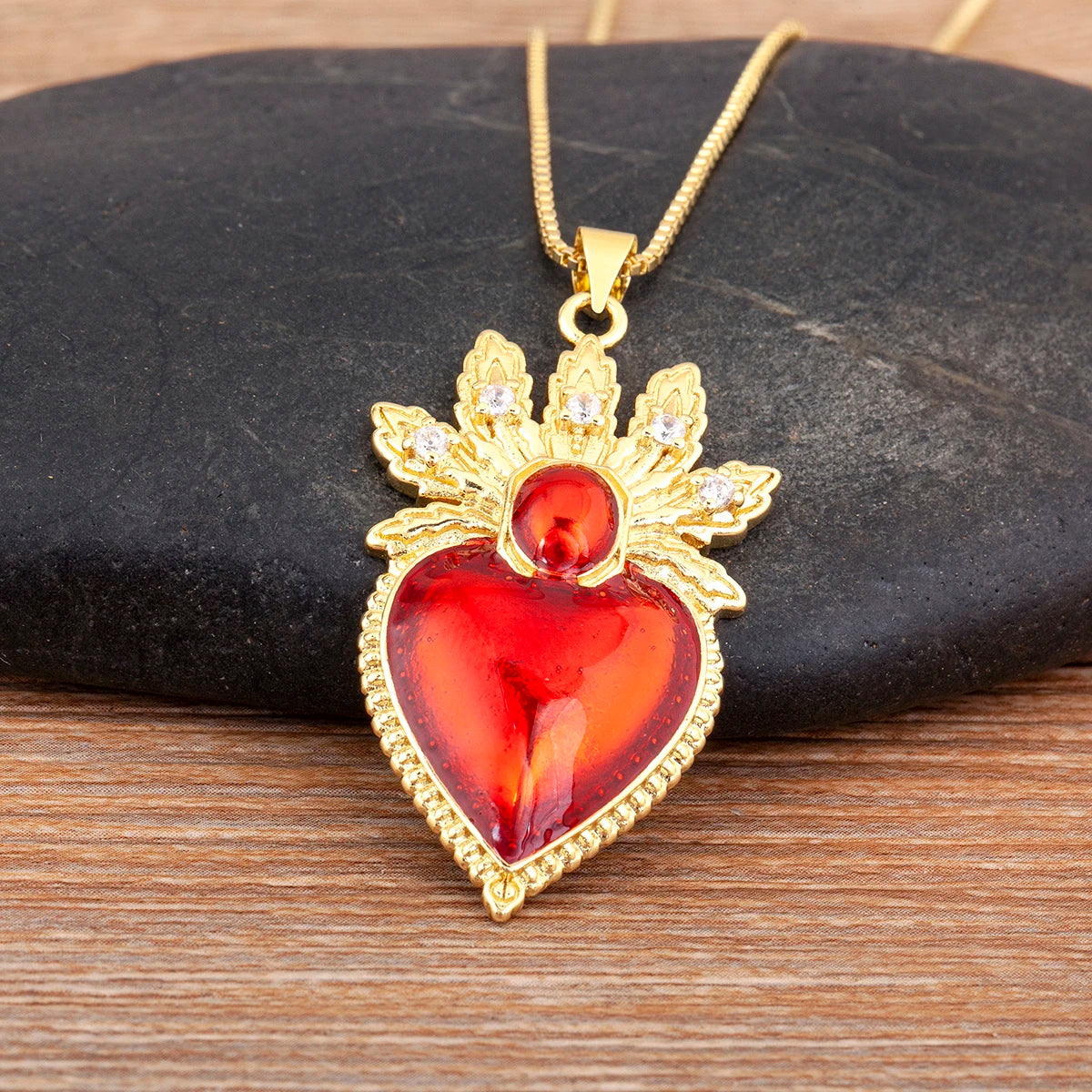 Iced Out Sacred Heart Pendant Necklace