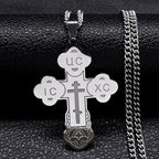 Stainless Steel Orthodox Cross Necklace Minimalist Latin Cross Budded Russian Slavic Christian Serbian Talisman
