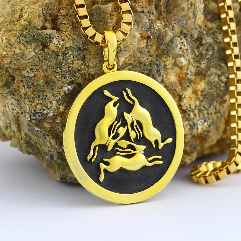 Three Rabbits Pendant — 925 Silver