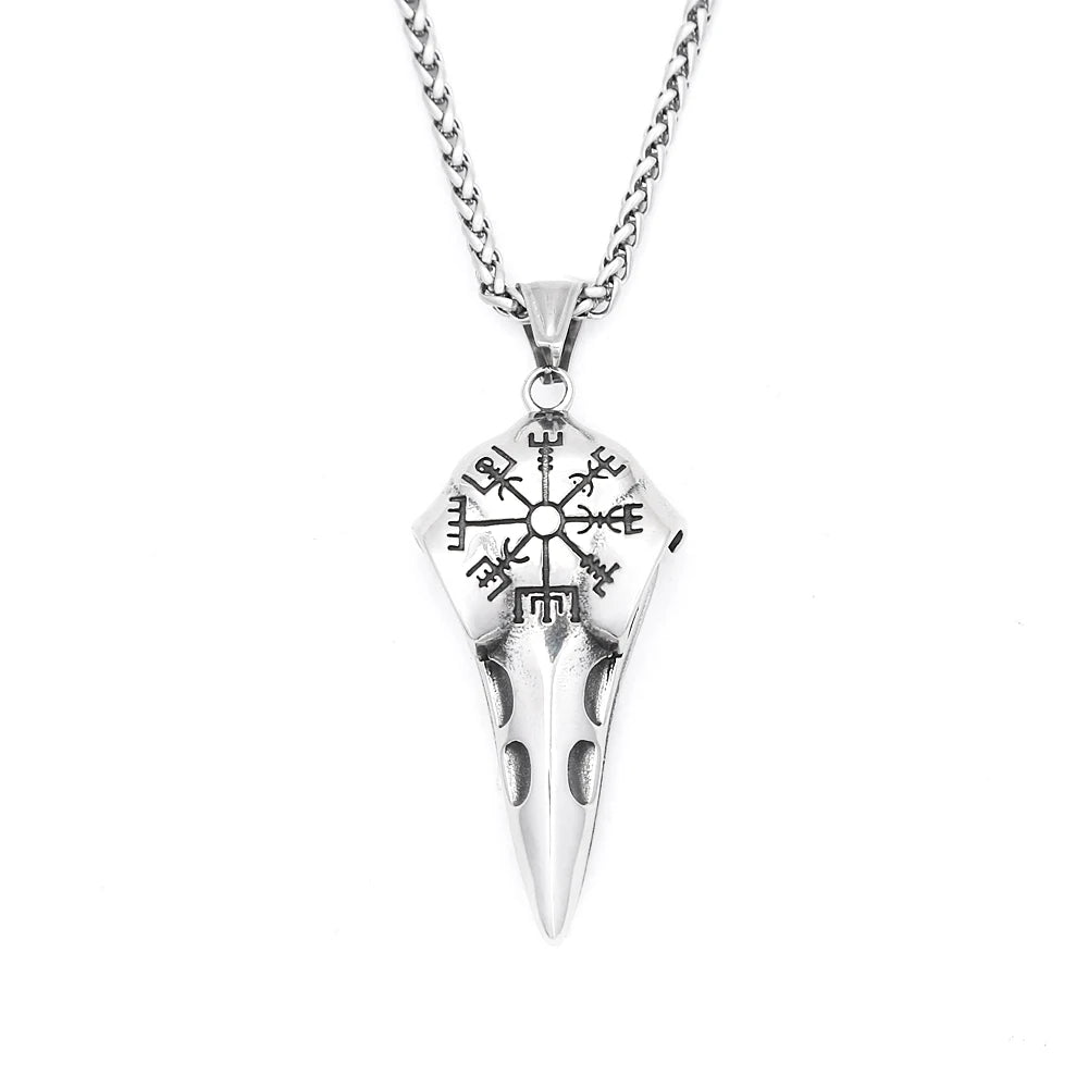 Viking Raven Stainless Steel Pendant Necklace
