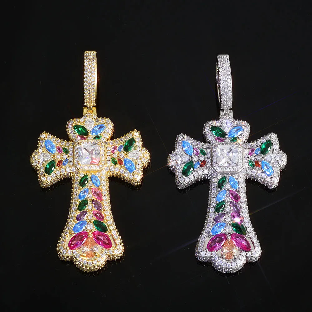 Iced Cross Pendant Necklace