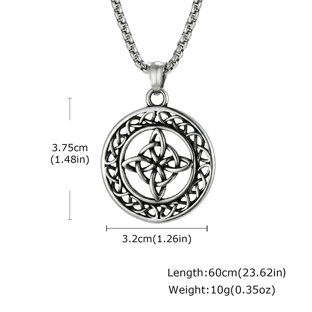 Celtic Knot Round Pendant Necklace — Stainless Steel
