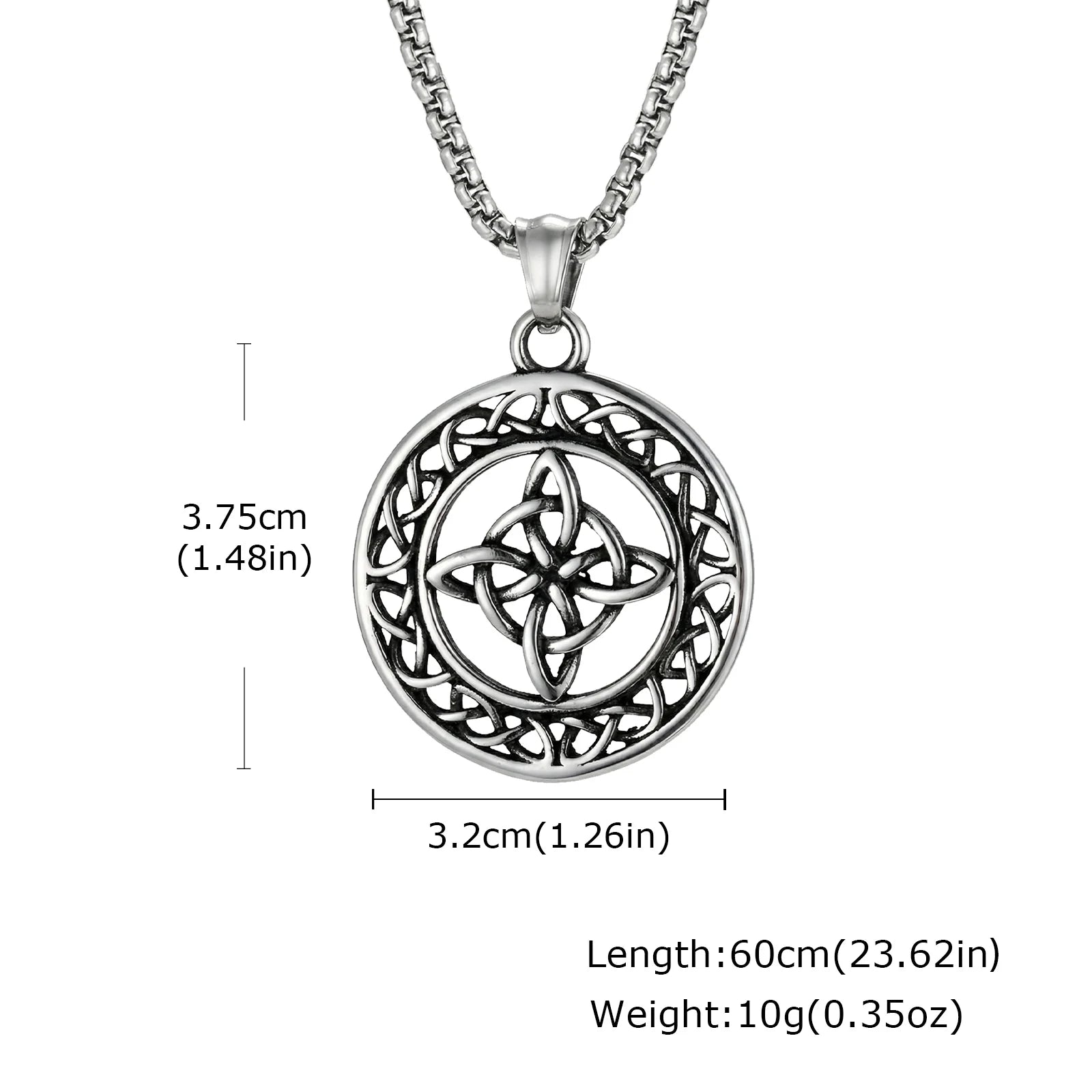 Celtic Knot Round Pendant Necklace — Stainless Steel