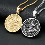 Vintage Christian Saint Benedict Pendant Necklaces For Men Women Fashion Exorcist Priest Cross Necklace Amulet Jewelry