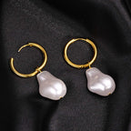 Baroque Pearl Huggie Hoop Earrings — Statement