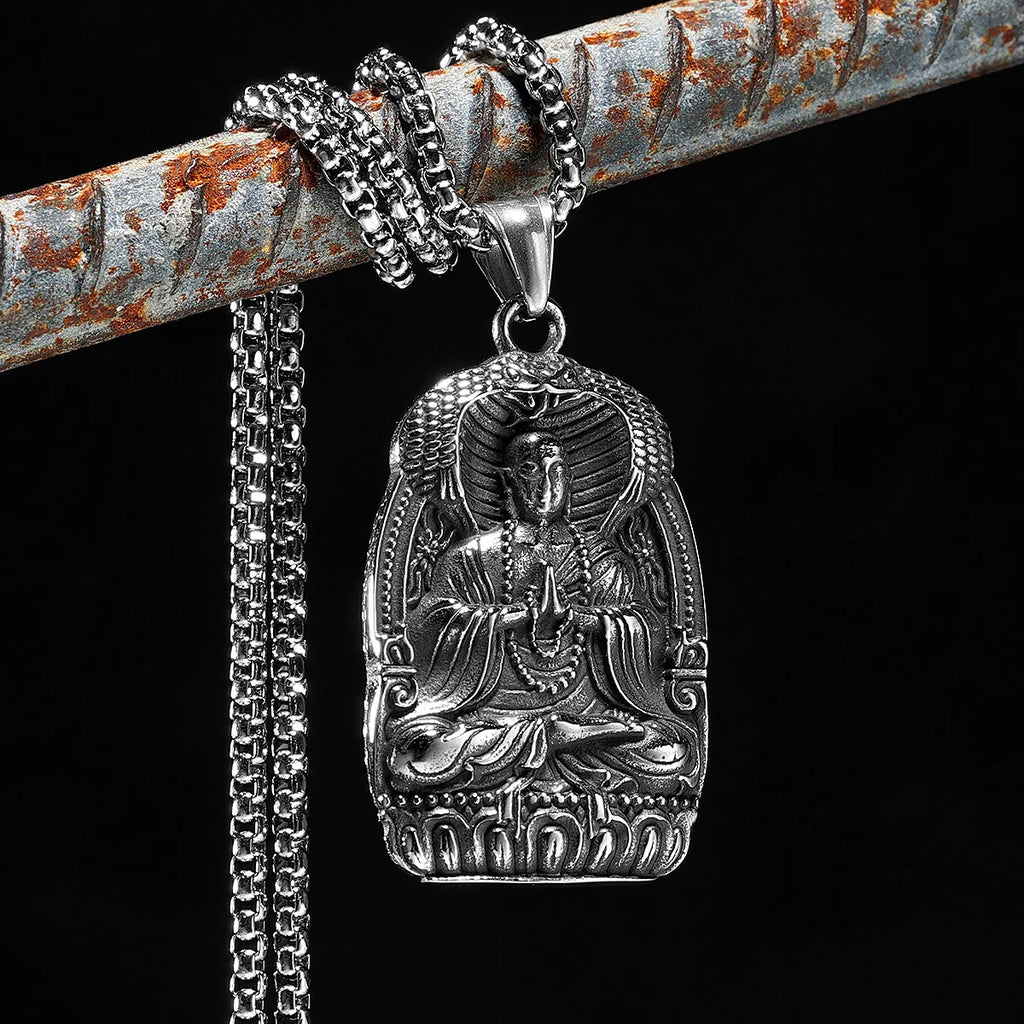 Buddha Pendant Chain Necklace — Stainless Steel