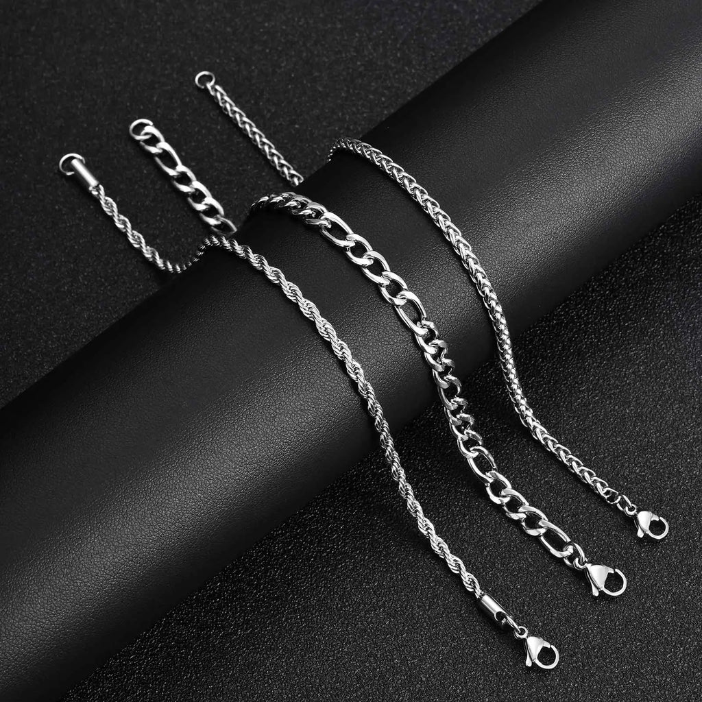 2/3pcs Stainless Steel Cross Cuban Bracelets for Men Waterproof Non Fading Twist Chain Bracelet Simple Fashion Jewelry