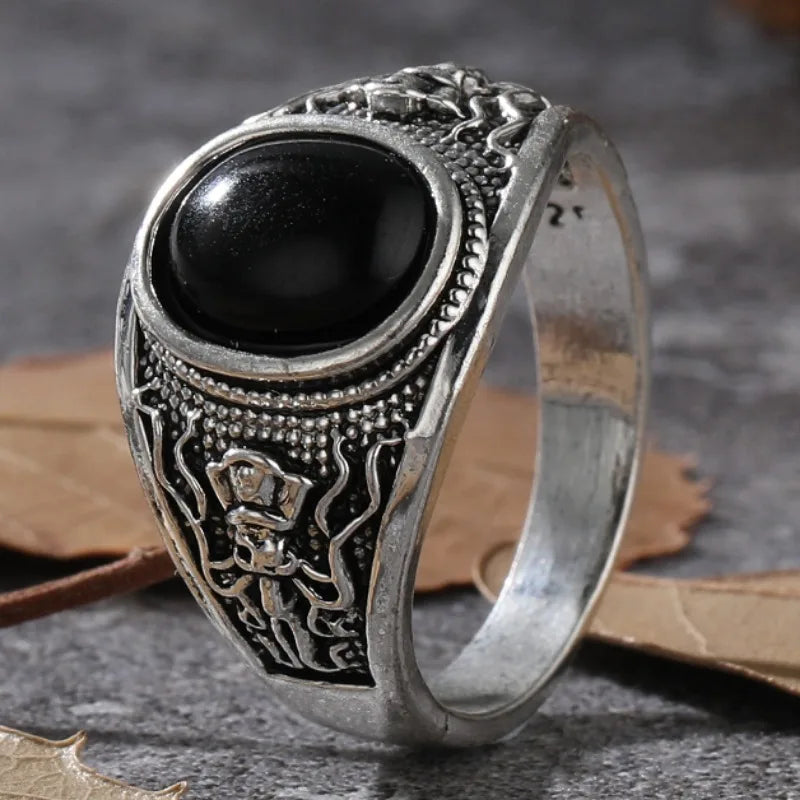 Goth Pirate Skeleton Octopus Ring for Men Women 2023 Unique Retro Black Zircon Punk Female Motorcycle Rings Party
