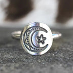 Carved Moon and Star Ring — Dreamy Band for Music Festival