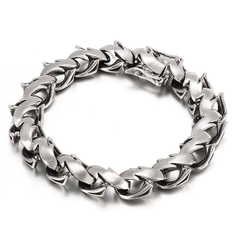 Polished Chunky Link Chain Bracelet — Stainless Steel