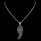 Simple Retor Angel Wing Chain For Women Men Stainless Steel Silver Color Grain Gothic Fashion Daily Wear Necklace