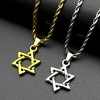 Star of David Pendant Necklace For Women Men Stainless Steel Gold Color Judaism Hexagram David Star Six-pointed Jewish