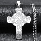 Christian Christ Eucharist Halo Grape Juice Cross Necklace Stainless Steel Men Women Catholic Holy Spirit Church Chain