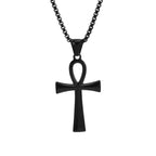 Retro Simple Egyptian Anka Cross Stainless Steel Pendant Necklace Popular Fashion Men and Women Outdoor Party Myth Jewelry Gifts
