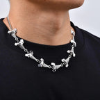 Vnox Shark Tooth Necklaces for Men, Silver Color Alloy Adjustable Chain Irregular Pendant Necklace Street Casual Daily Jewelry