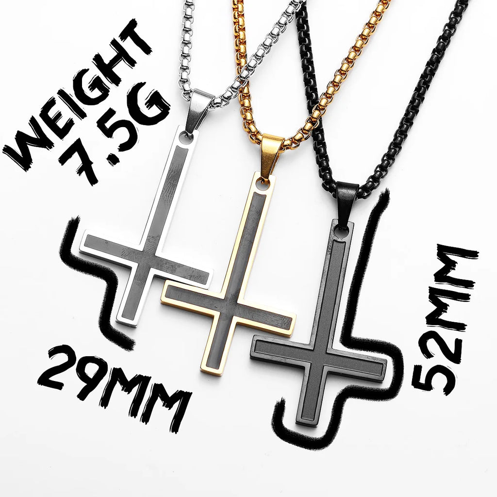 Inverted Cross Pendant — Stainless Steel