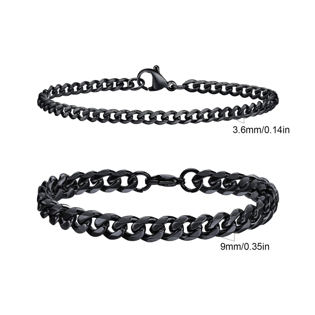 Rope Cuban Chain Bracelet 2pcs — Two-Tone