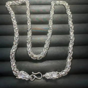 Double Dragon Head Silver Pendant Necklace