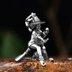 Movie 316L Stainless Steel Witch On Broomstick Halloween Charm Pendants For Jewelry Making Magician Pendants Charm