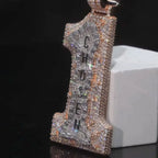 Iced Out Number 1 Pendant Necklace 'CHOSEN' Letter Rose Synthetic Zircon Hip Hop Jewelry for Men Rap Singer Style Men's