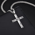Vnox Mens Big Cross Pendant Necklaces, Religous Faith Jewelry, Two Layers Cross Pendant with Cuban Chain, Punk Hiphop